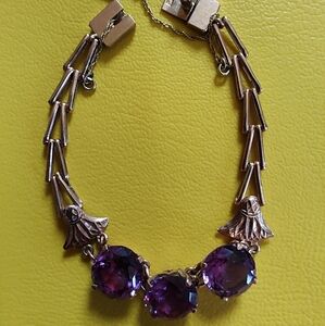 ANTIQUE VICTORIAN PINK GOLD AND AMETHYST BRACELET